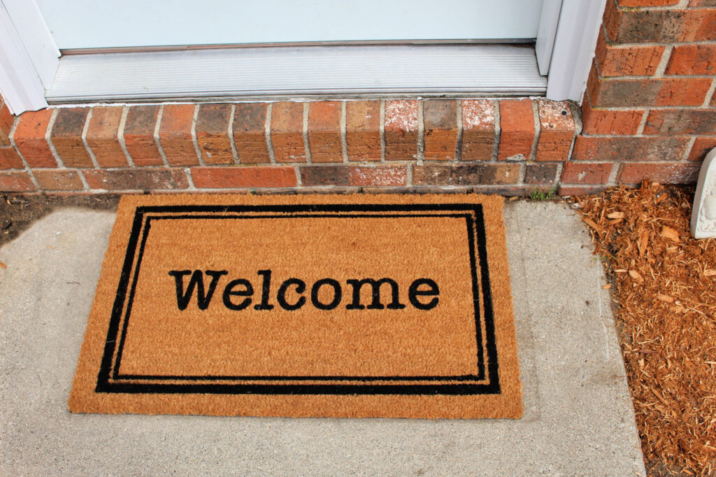 welcome mat from Michael's for side door refresh