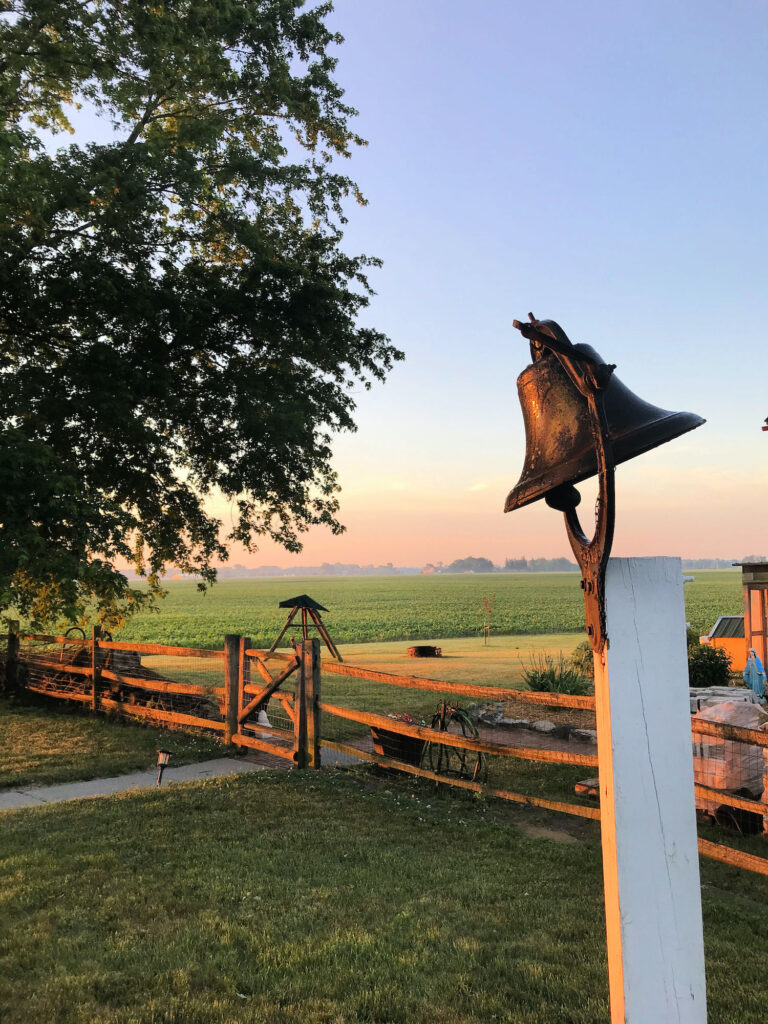 farm bell at sunset