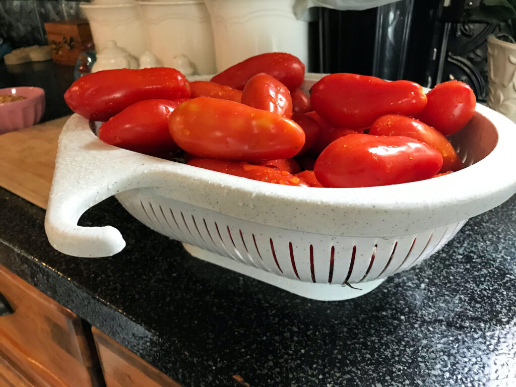 tomatoes in a colander