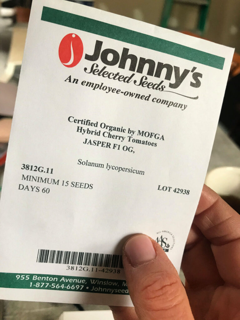 front of tomato seed packet