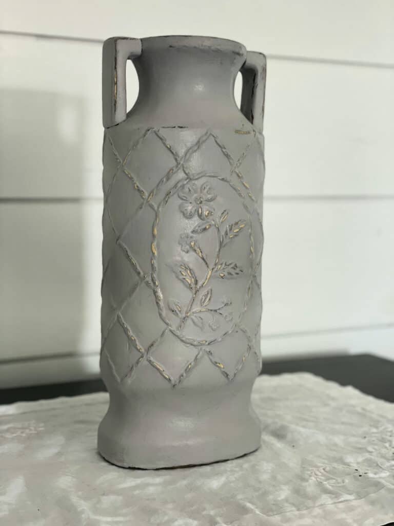 wax coated chalk painted vase