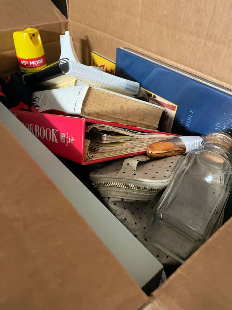 box filled with donation items
